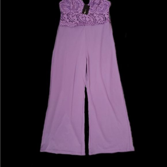 FashionNova NWT (Newwithtag) Lavender Lace Jumpsuit (Plus Size 3X) - Picture 1 of 5